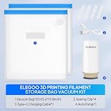 ELEGOO Filament Vacuum Storage Kit 20 Bags 60 KPa Auto Pump 35x32cm view 5