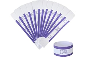 Y ESSENTIAL Currency Straps â€“ Bill Wrappers, Money Bands to Organize Bills, ABA Standard Colors, Self-Adhesive, 7.5 x 1.15 Inches ($2000-Pruple-100pcs)