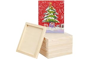 YUXITIA 5 Pack 12 x 16 inch Wood Panel Boards,Unfinished Wood Frames for DIY Art Projects, Square Canvas for Painting, Pouring, Arts Use with Oils, Fall Christmas Decorations Panel Canvas