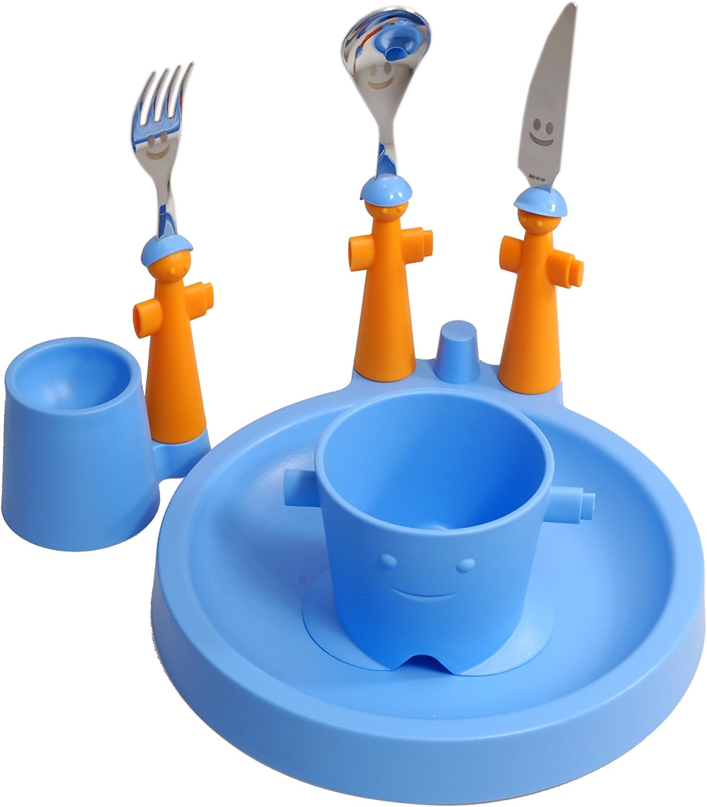 Rivadossi Puppet Club Set with Mug, Plate, Egg Cup and Cutlery, Blue