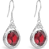 18K White Gold Plated Sterling Silver Oval Cut Cubic Zirconia Drop Dangle Earrings for Women Hypoallergenic Statement Earrings Gifts for Women Mom