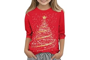 Merry Christmas T-Shirt Toddler Teen Girl Clothes Long Sleeve Crewneck Sweatshirt Shirt Xmas Holiday Tee Tops