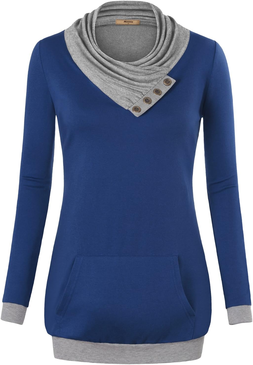 Miusey Womens Cowl Neck Long Sleeve Pullover Tunic Sweatshirts with Pocket