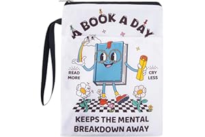 VeloKomo Funny Reading Book Sleeve - Inspirational Paperback Books Cover Protector Waterproof Bookish Pouch Bookworm Accessories Birthday Christmas Gift for Readers Friend Sister Women Teen