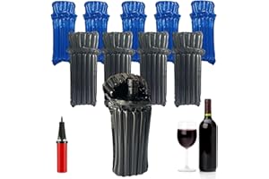 BEILEINICEHK Wine Travel Bags for Wine Bottles,Reusable Wine Bottle Travel Protector Bags with Free Inflator Pump,Multicolor,10 Packs
