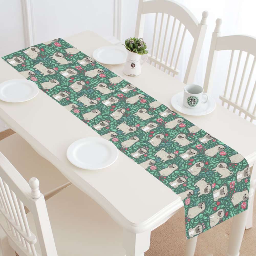 Amazoncom InterestPrint Cute Animal Pug Dog And Plants Flowers