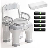 Bedside Commode with 100 Liners and 50 Commode Pads, Upgraded Commode Toilet for Elderly Disabled, Potty Chair for Adults with Enlarged Arms, 3 Height Options, Heavy Duty Bedside Commodes for Seniors