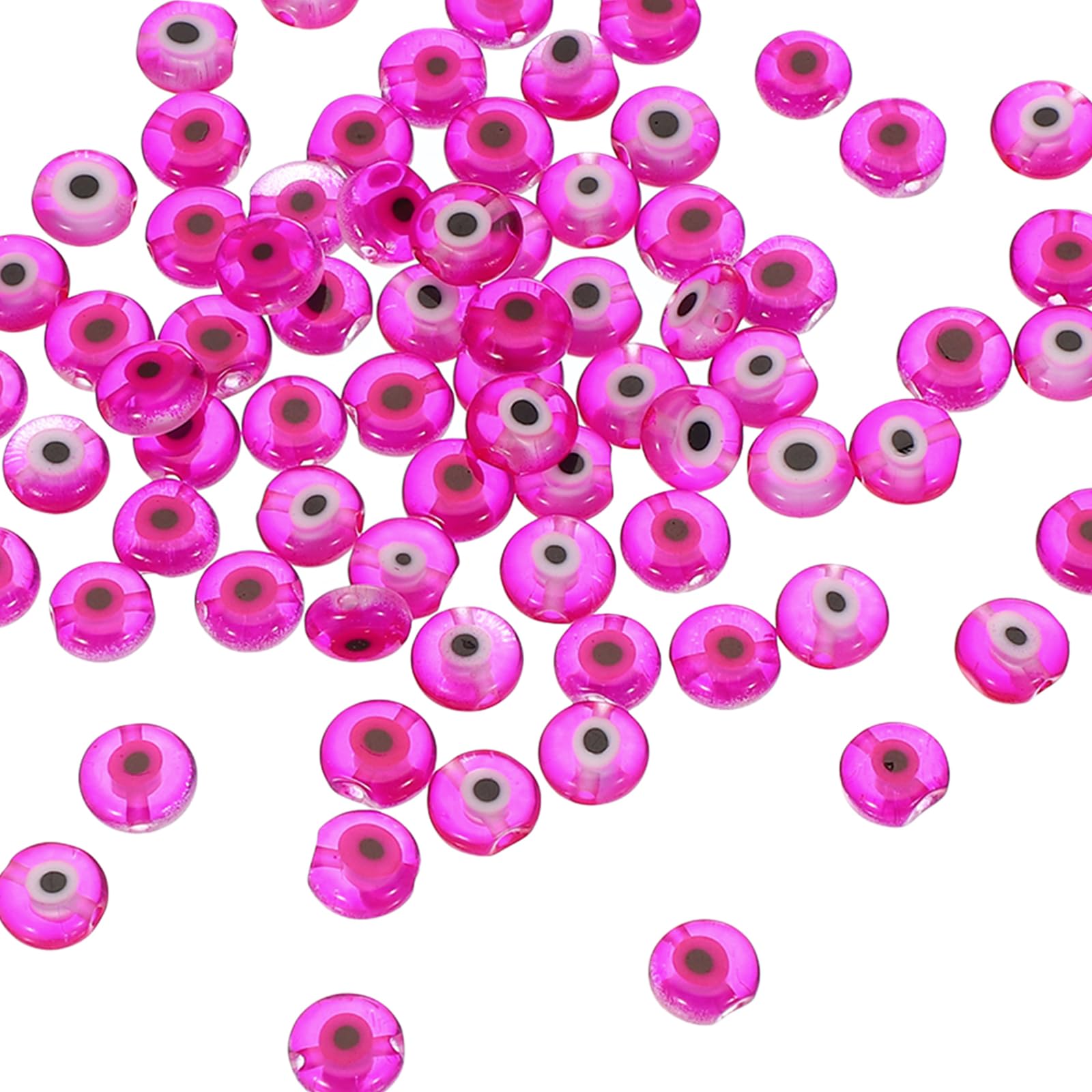 PATIKIL 6mm Flat Evil Eye Beads, 100 Pcs Turkish Evil Eye Charm Round Shape Spacer Beads Pendant Connector for DIY Art Craft Bracelet Necklace Earrings Making, Clear Purple