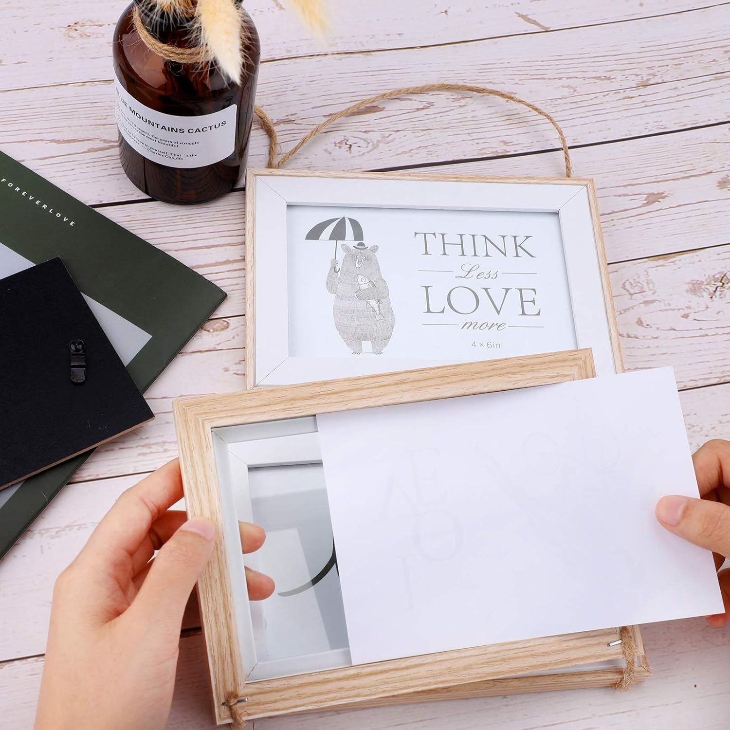 3 Hanging Wooden Photo Frames,Hanging Photo Frame Triple Hanging Photo