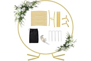 ANTIZZ 7.2FT Round Balloon Arch Stand,Gold Arch Backdrop Stand for Parties，Metal Circle Wedding Arch Heavy Duty for Ceremony Birthday Party Anniversary Bridal Graduation Decoration