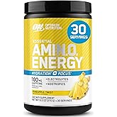 Optimum Nutrition Amino Energy Powder Plus Hydration, with BCAA, Electrolytes, and Caffeine, Pineapple Twist, 30 Servings (Packaging May Vary)