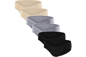 Angelhood 6 Pack Womens Cotton Maternity Underwear,Healthy Maternity Pregnancy Panties Postpartum Mother Under Bump Underwear