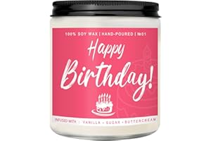 Auelife Happy Birthday Candle Gifts for Women - Unique Gift for Best Friend - Vanilla Sugar and Buttercream Candles Gift idea for Her Sister Mom Coworker Classmate Bestie Present 7 oz