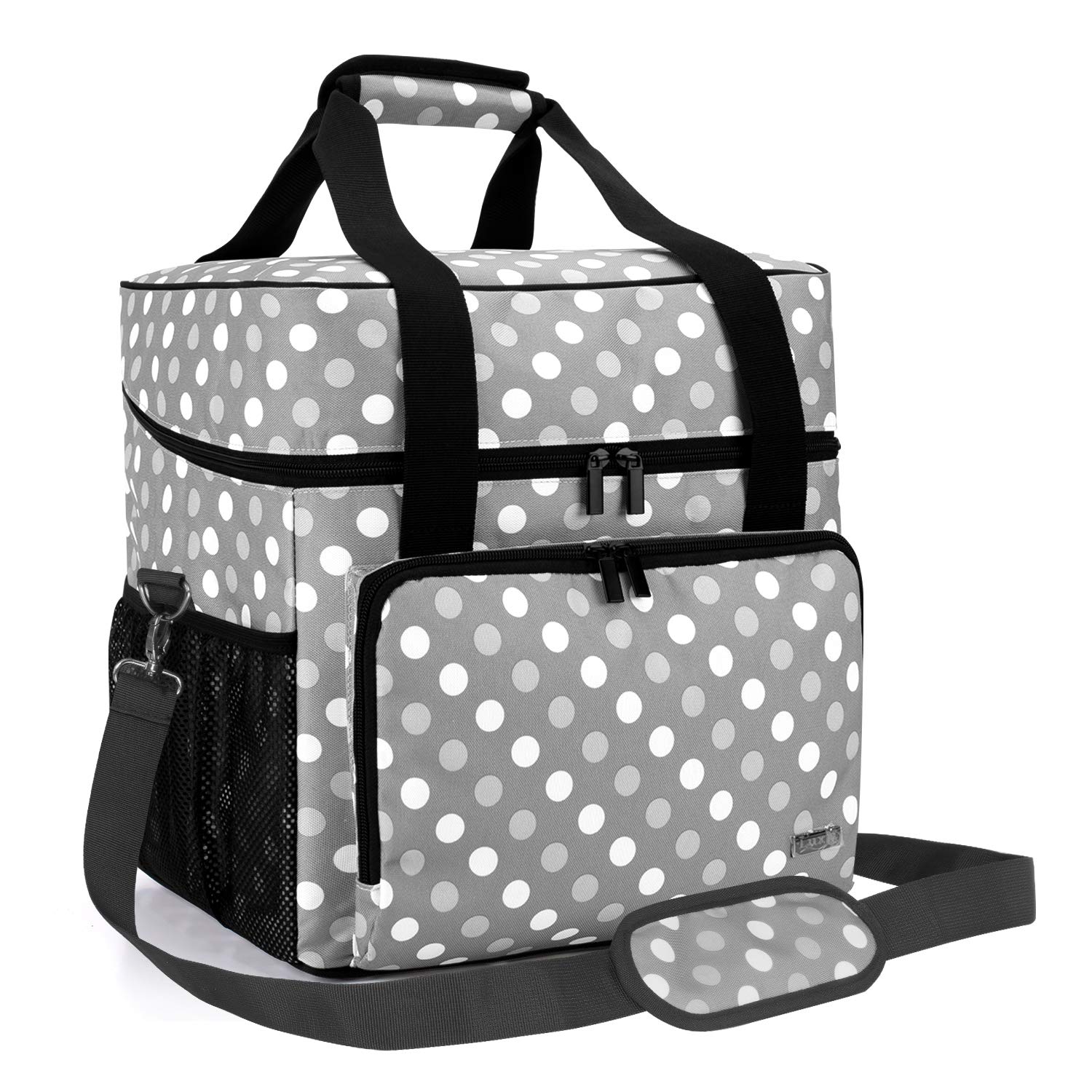 Luxja Overlock Bag for Most Standard Overlockers, Overlock Case with Accessory Storage Pockets (Bag Only), Grey Dots