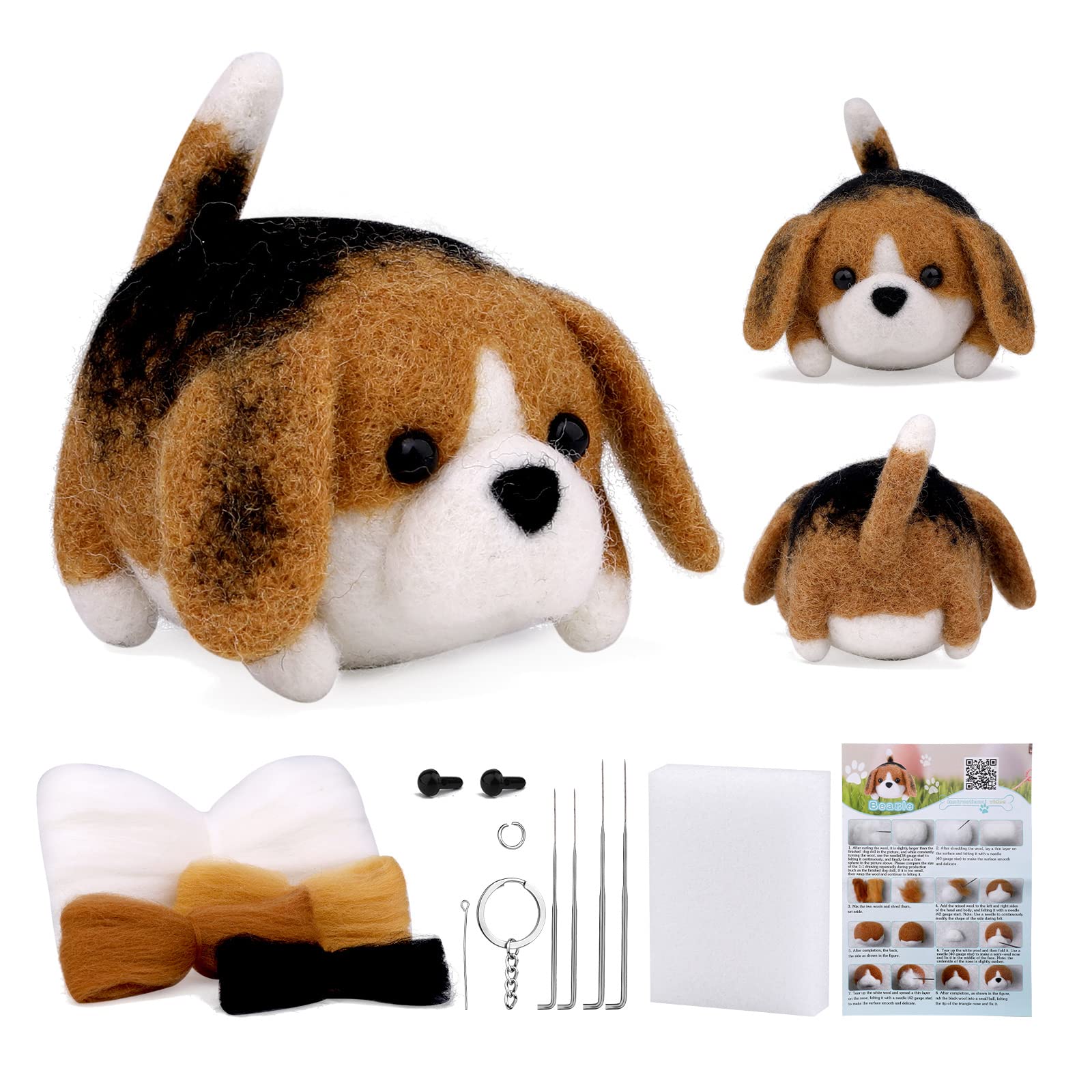 NAMOON Needle Felting Kit, Animals Needle Felting Set, DIY Wool Materials Set with Tool and Instruction for Craft Project and Beginners