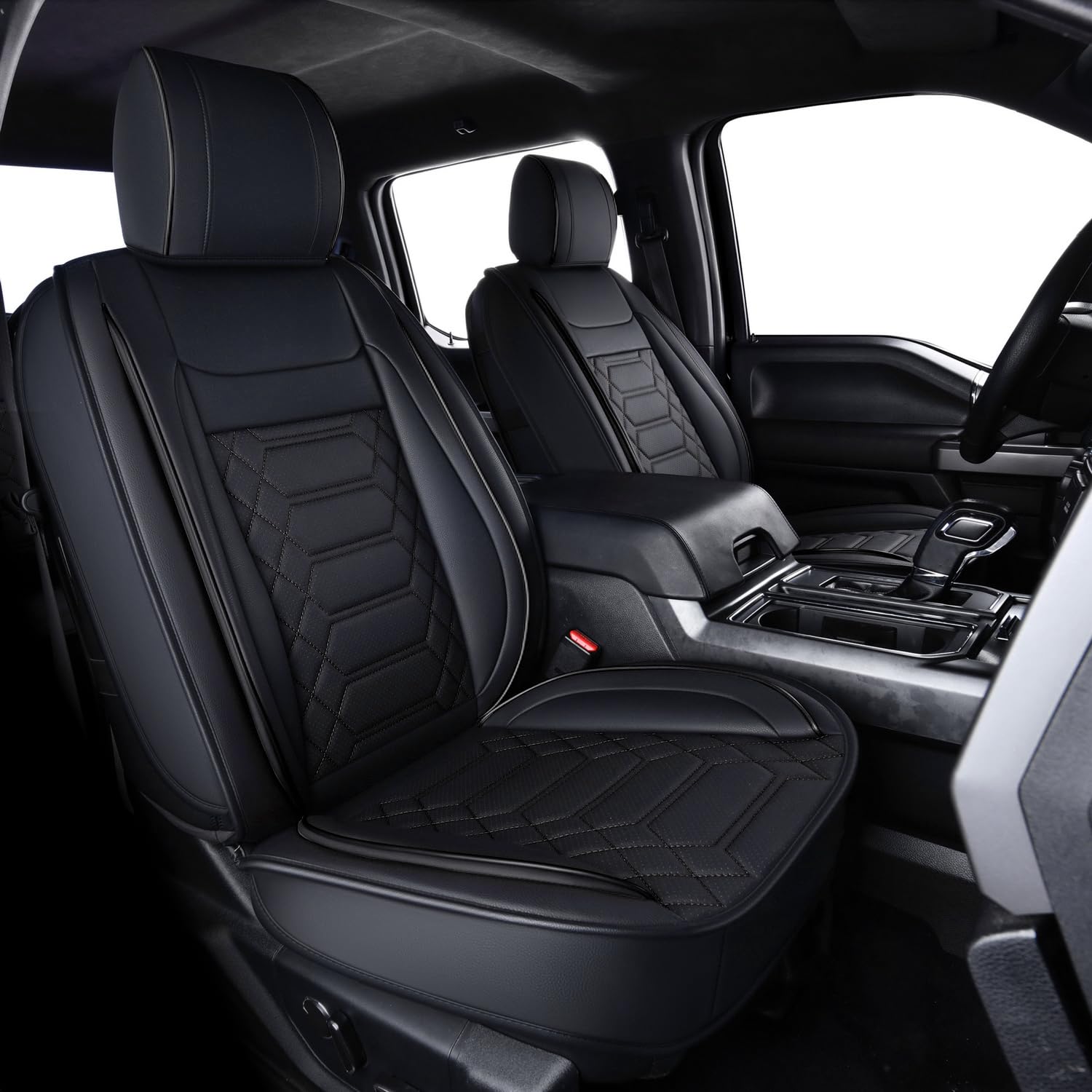 Photo 1 of RISINGSTAR Silverado Sierra Faux Leather Seat Covers, Fit for 2019-2025 Chevy Silverado GMC Sierra 1500 and 2020-2025 2500HD 3500HD Crew Cab(Full Set, Black)