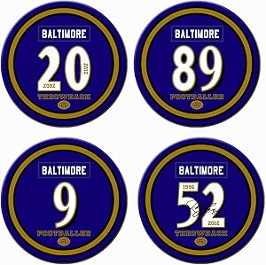 Non Ravens Coasters for Drinks Absorbent, Ceramic Baltimore Football Coasters Set of 4, for Ravens Man Cave Table Mug Cup Glass Home Decor, Ravens Party Supplies Decorations, Ravens Gift for Women Men