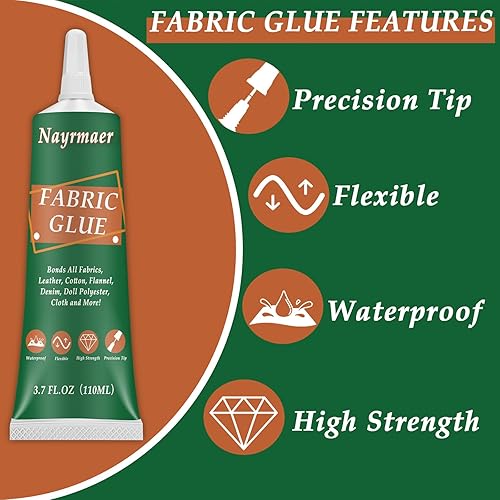 Permanent Fabric Glue - Clear Washable Clothing Adhesive For All Fabrics, Leather & Doll Repair (60g)