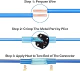 CESFONJER Heat Shrink Wire Connectors Waterproof Crimp Butt Terminals Kit 130 view 3
