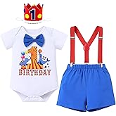 IBTOM CASTLE Baby Boy Circus Carnival First Birthday Outfit Clown Romper Bodysuit Shorts Crown Cake Smash Clothes Set
