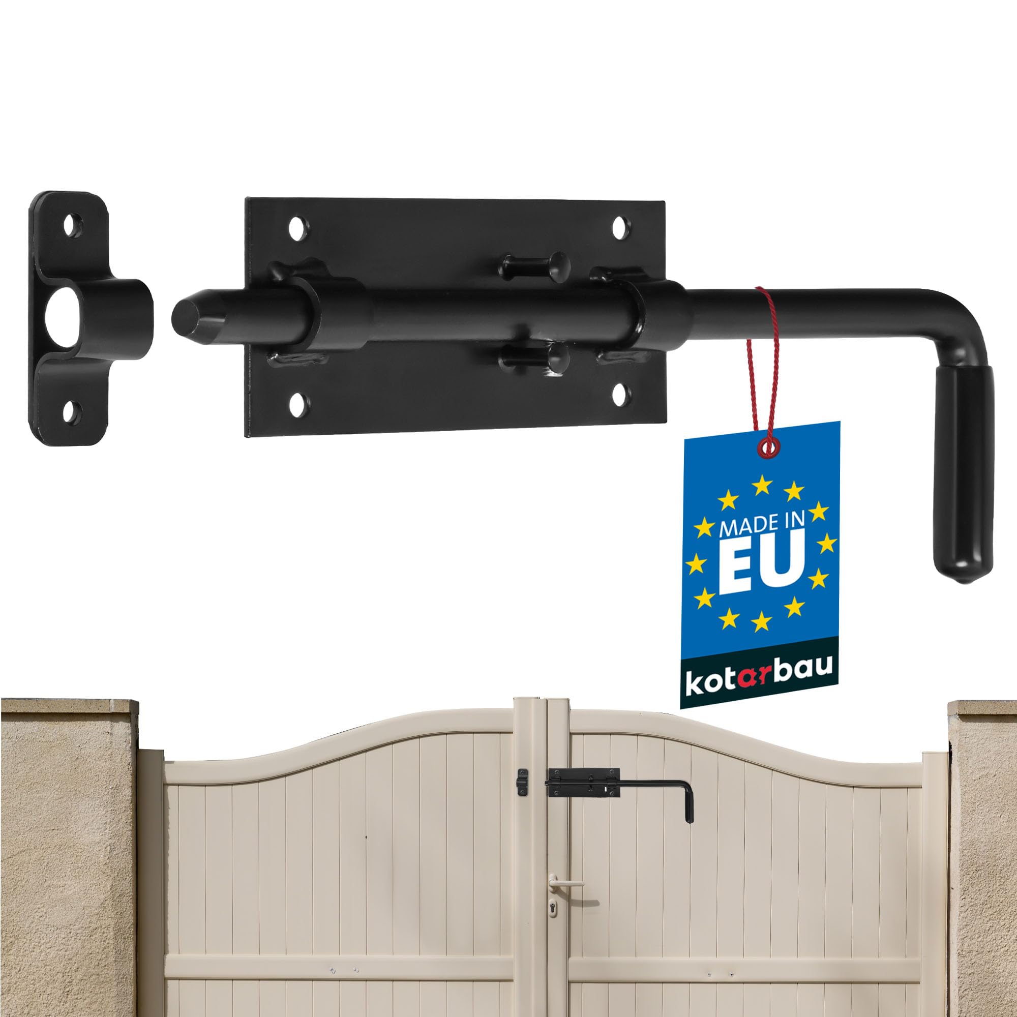 KOTARBAU® Bolt Gate 300 mm (11.81 in) Door Latch Lock Barrel Bolt Shed Barn Chicken Coop Powder Coated Black