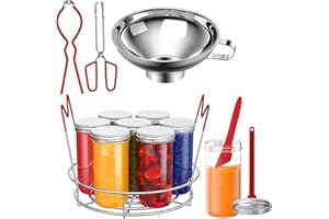 7Pcs Canning Kit Jar Lifters, Stainless Canning Starter Kit with Pot Rack, Canning Tongs Canning Rack Canning Magnetic Lid Li