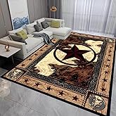 Vintage Rustic Western Texas Star Modern Area Rugs Country Carpet Non-Slip Floor Mat Doormats Runner for Living Room Bedroom 5'x7'