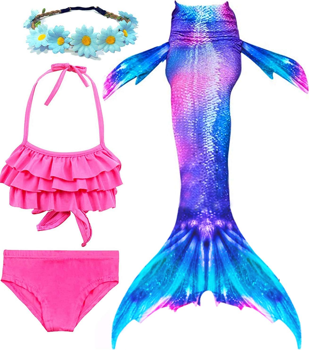 Girls Mermaid Tails for Swimming Bathing Suits Mermaid Theme Swimsuits Toddler Girls Birthday Gift for 3-12Y