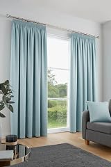 Fusion Duck Egg Pencil Pleat Drapes 2 Panels 100% Cotton Thermal Soundproof view 2