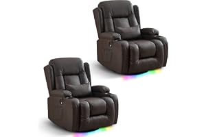 IPKIG Swivel Recliner Chair | Set of 2 Recliner RV Sofa with Swivel |Faux Leather Reclining RV | RV Theater Seats |RV Theater Seating | RV Furniture, Manual Recliner Chair (Brown-Swivel Recliner)