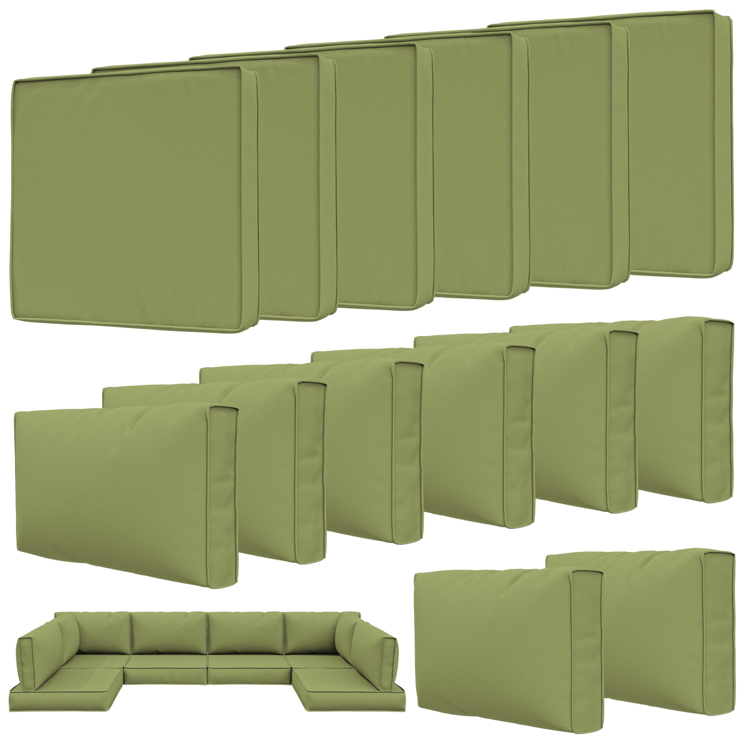 Photo 1 of **INCOMPLETE** Tounosnt Outdoor Patio Cushion Covers, Replaceable Waterproof Furniture Covers, Outdoor Non-Slip Covers with Zippers, Couch 3 Sizes, Covers Only, Light Green