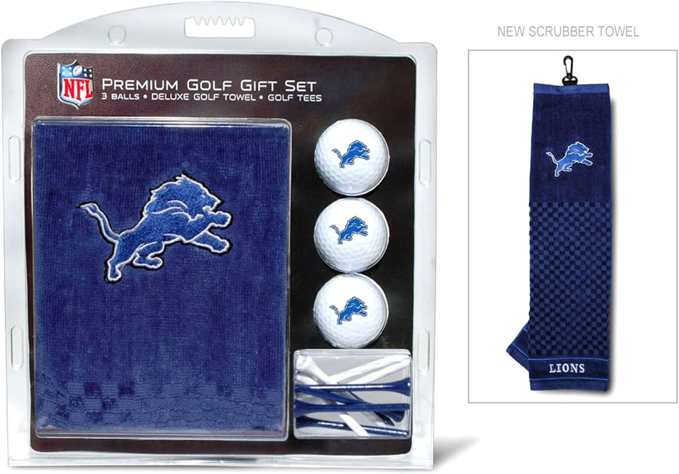 Team Golf NFL Detroit Lions Gift Set Embroidered Golf Towel, 3 Golf Balls, and 14 Golf Tees 2-3/4" Regulation, Tri-Fold Towel 16" x 22" & 100% Cotton : Golf Accessories : Sports & Outdoors