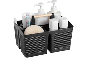 rejomiik Portable Shower Caddy Basket Plastic Cleaning Caddy Organizer Storage Tote with Handle for Bathroom, College, Dorm Room Essentials, Black