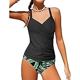 AGAPENG Girls Tankini Swimsuit Twist V Neck Bathing Suit Ruched Girls Swimsuit Two Piece Printed Girls' Swimwear 9-16 Years