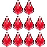 PATIKIL K9 Crystal Pendants Teardrop Beads, 10 Pack 38mm Chandelier Prisms Parts Hanging Leaf Beads DIY Lamp for Arts Crafts Decoration, Red