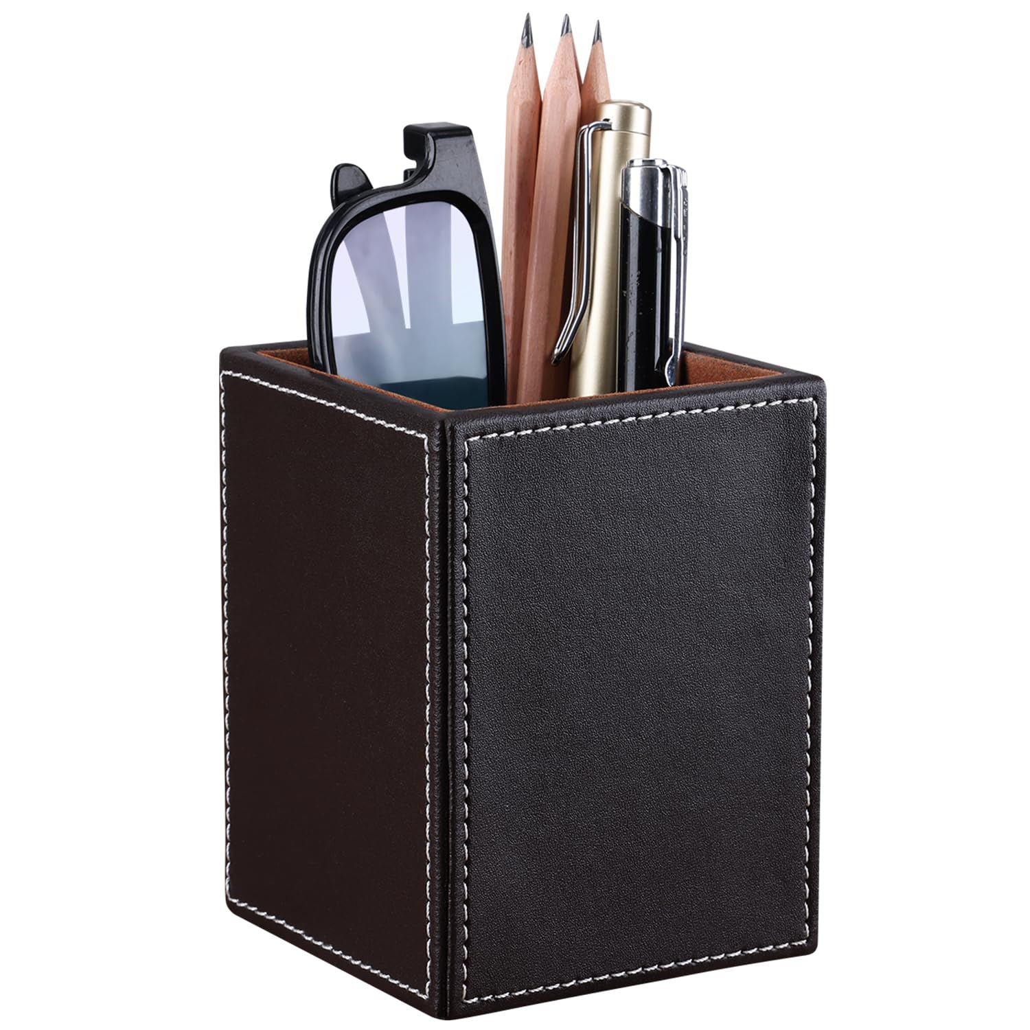 KINGFOM™ Faux Leather Pen Pot (Brown)