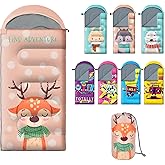 Sleeping Bag for Kids,Portable Camping Sleeping Bags for Boys&Girls with Cute Cartoon Print,Lightweight Waterproof Compact Sleeping Bag for Indoor Outdoor Hiking Travel