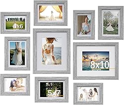 Povrgive Picture Frames Set of 10 Gray Wood