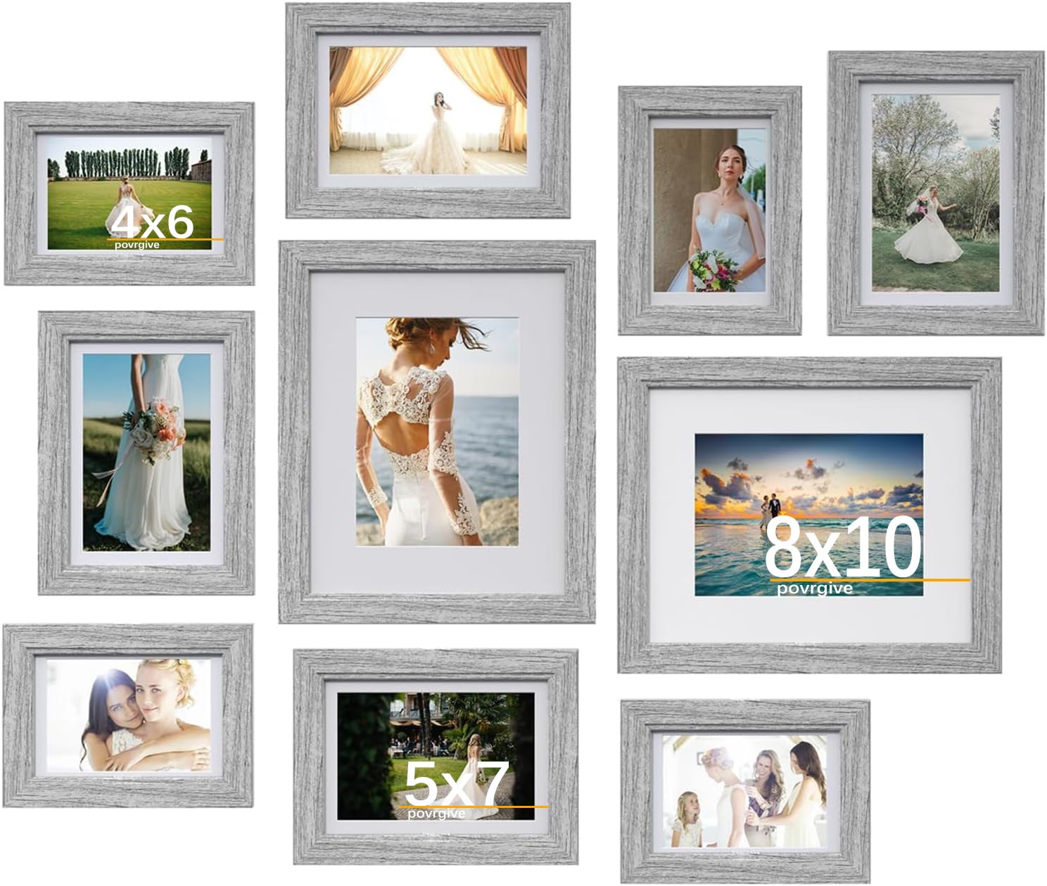 Povrgive Picture Frames Set of 10 Gray Wood