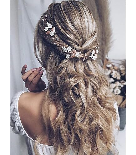 Gorais Flower Bride Hair Vine Silver Pearl Bridal Hair Piece Crystal Rhinestone Amazon.com : GORAIS Bride Wedding Hair Vine Flower Hair  main image 3