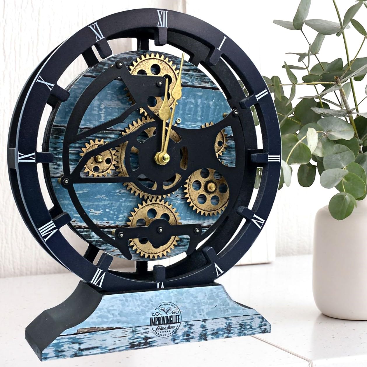 The Gears Clock Desk Clock 10 inches with Real