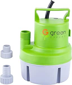 Green Expert - Bomba portátil de 1/6HP sumergible máx. 1056GPH de alto