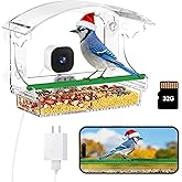 Dzees Window Bird Feeder with 2K HD Camera & AI Bird Identification, Smart Live Stream Bird Feeder for Window Mount, Auto-Capture, 2.4GHz WiFi, Strong Suction Cup Installation, Gift for Bird Lovers