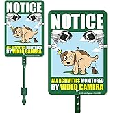 SmartSign 10 x 7 inch “Notice - All Activities Monitored by Video Camera” LawnPuppy Yard Sign with 18 inch Stake, 40 mil Laminated Rustproof Aluminum, Multicolor, Set of 1, Made in USA