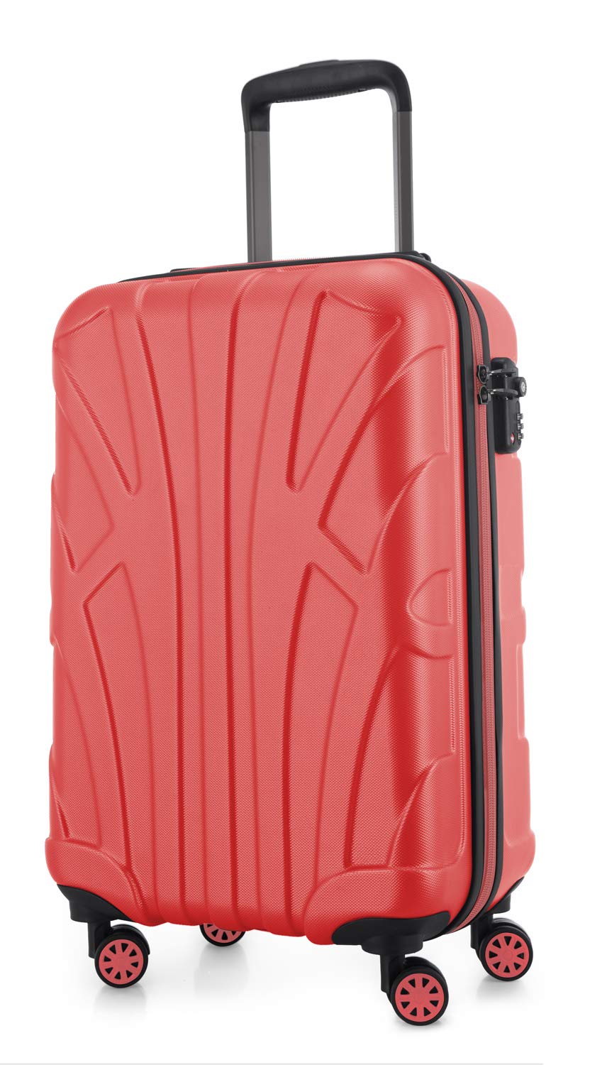 Suitline - Hand Luggage, Carry on Cabin Trolley, Hardshell Suitcase, 100% ABS, 55 cm, 34 liters, Coral