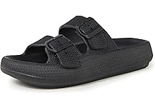 BenSorts Women Men Pillow Sandals Adjustable Buckles Slides Thick Sole