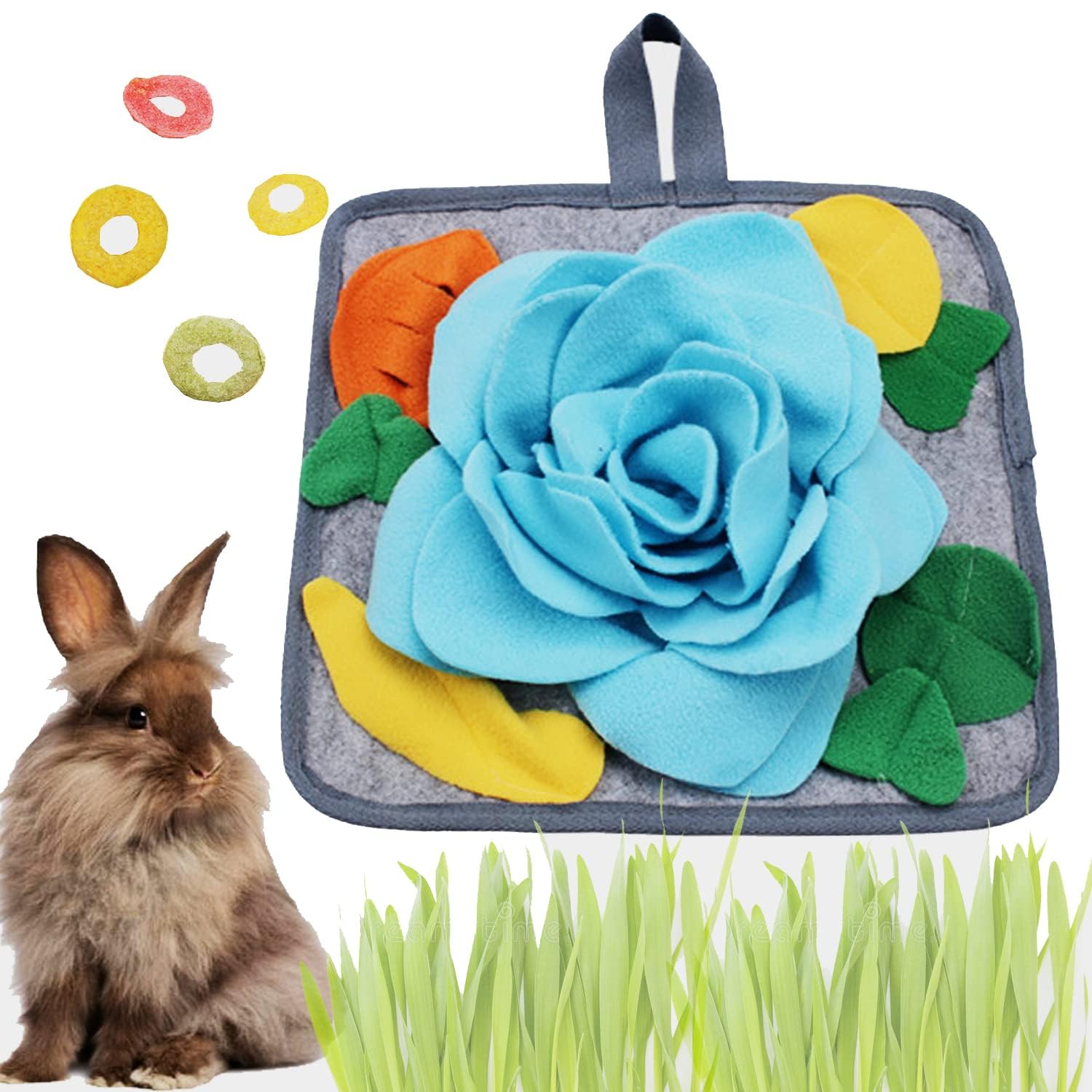 Abizoo Sniffing Rug Rabbit Smelling Training Sniffing Mat Guinea Pigs Intelligence Toy for Rabbits Foraging Rabbit Toys for Rabbits Dwarf Rabbits Sniffing Toy Washable โ image 1