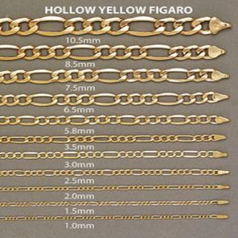 2.2MM 14KT YELLOW GOLD HOLLOW FIGARO 