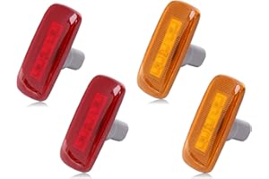 BASIKER Rear Bed Side Marker LED Fender Lights for 2010-2017 Dodge and 2011-2016 Ram Dually Truck Double Wheel Side Fenders Aftermarket Replacement, Full kit, Clear (2x Amber + 2x Red) OE# 55077458AA 264131