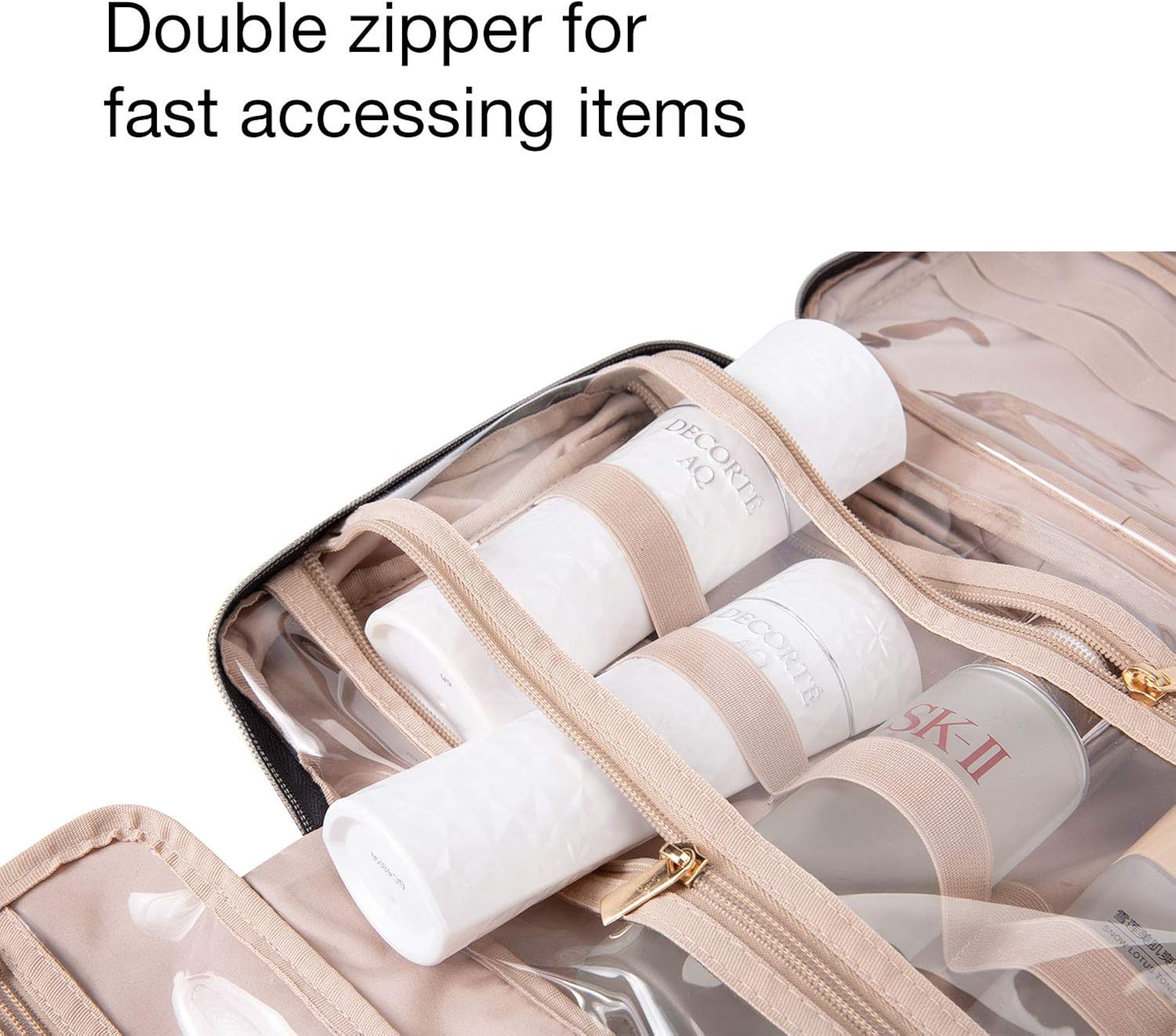 BAGSMART Toiletry Bag Travel Bag with Hanging Hook, Water-resistant Makeup Cosmetic Bag Travel Organizer for Accessories, Shampoo, Full Sized Container, Toiletries: Clothing